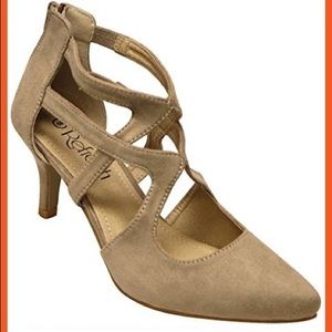 SALE Refresh women's pointy toe heel Taupe Strappy